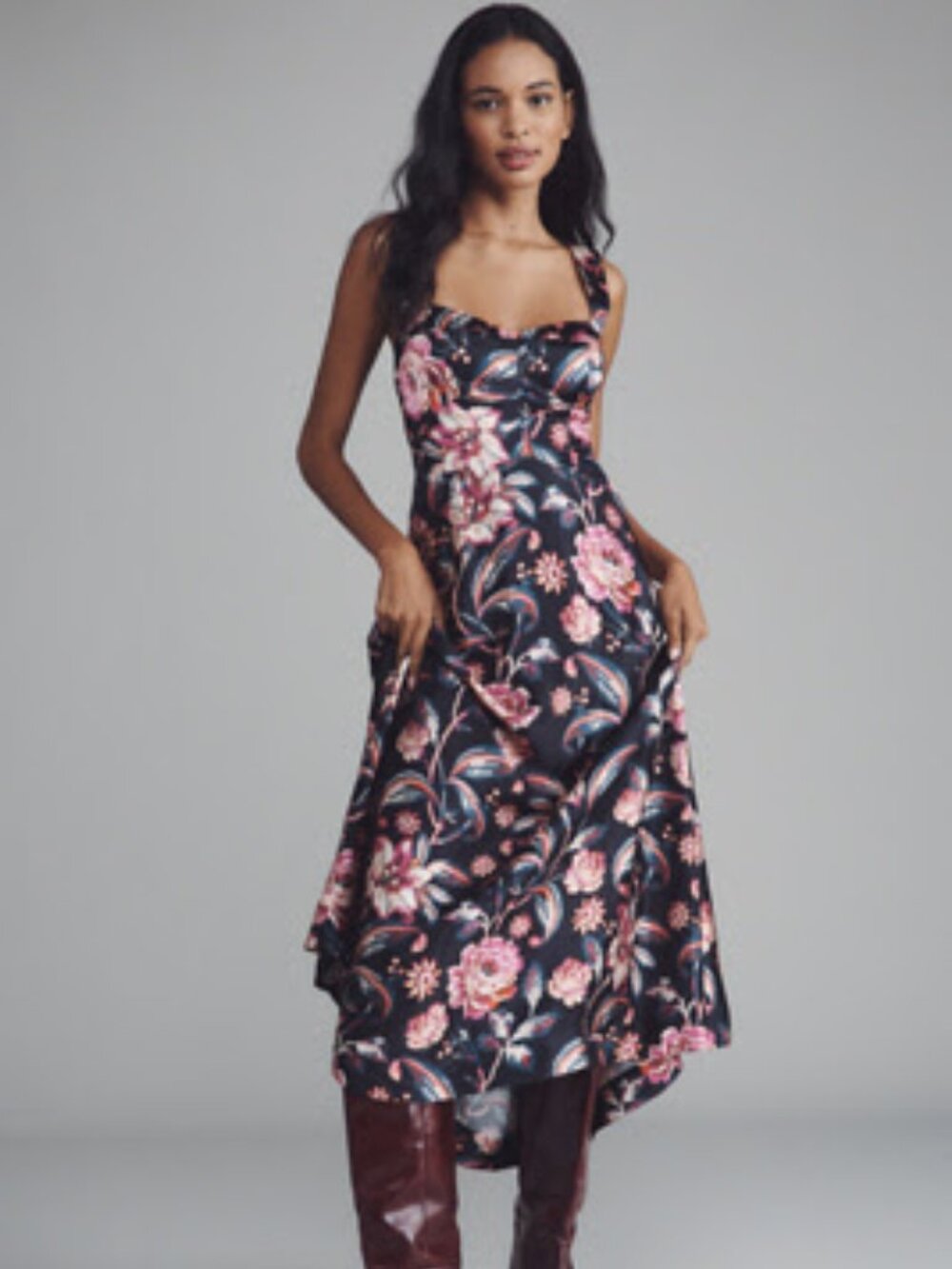 NWT Anthropologie Maeve Jocelyn Midi Dress in Blackberry Large
